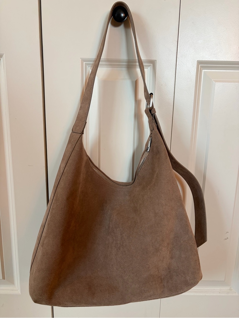 Oversized Faux Suede Hobo Bag Taupe Brown Slouchy Shoulder Bag- Old Navy - Picture 5 of 9